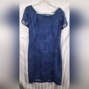 NWT Esencial Blue Short Sleeve Dress Water-like Pattern Size 14 US 44 EU